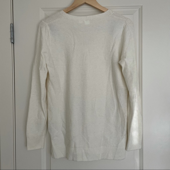 Gap true soft textured V-neck tunic sweater in off white size M - Picture 5 of 5